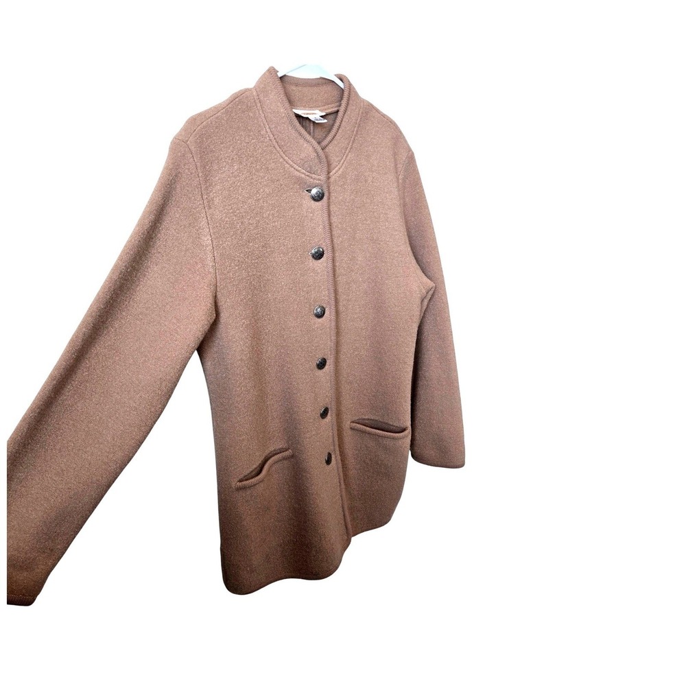 Talbots‎ Boiled Wool Cardigan Jacket Tan Small, Preppy Equestrian Quiet Luxury